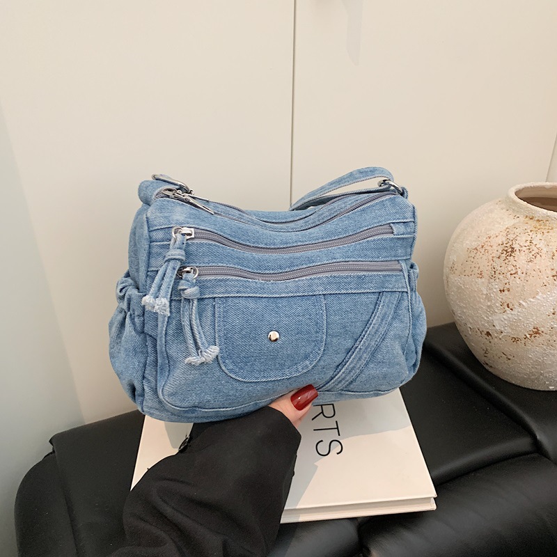 Street Style Retro Blue Denim  - Luxury Bags Vip ulasan dan harga