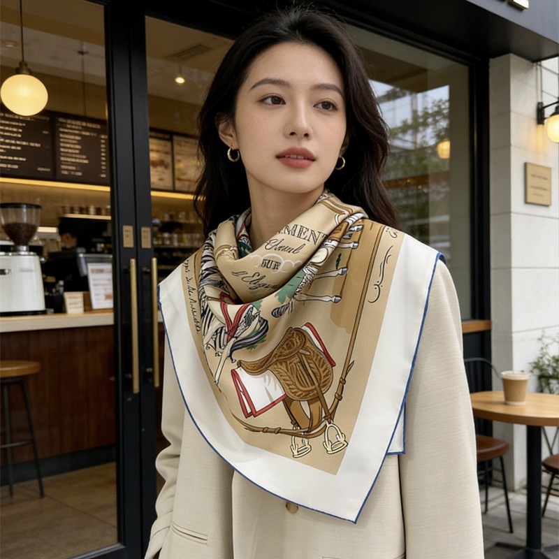90cm Silk Scarf Luxury Square  - Luxury Bags Hong Kong ulasan dan harga